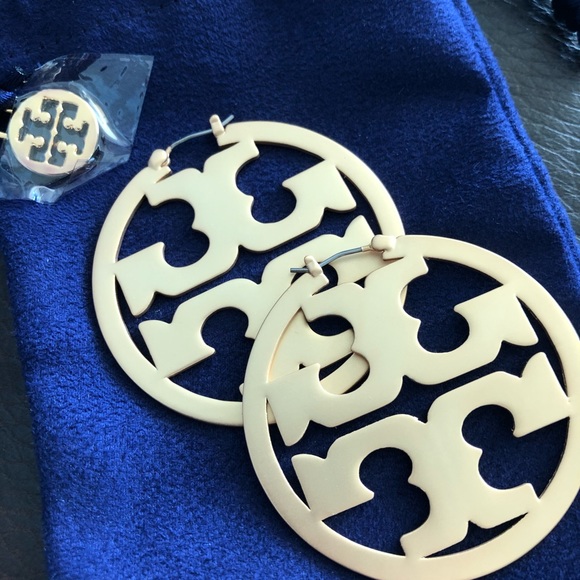 Tory Burch Miller Hoop Logo Hook Earrings - Picture 6 of 8